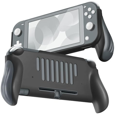 TNP Coque de protection pour Nintendo Switch Lite en plastique, avec grip ergonomique, les accessoires pour Switch jeux et Console Nintendo Switch Lite, Noir