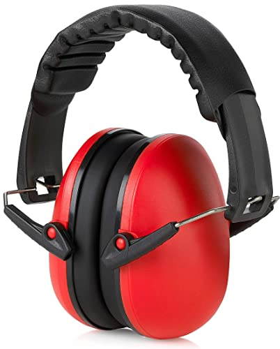 MEDca Gehörschutz und geräuschdämpfende Ohrenschützer - Leichter, verstellbarer und faltbarer NRR 20dB Sicherheits-Gehörschutz für das Schießen, Jagen Passend für Erwachsene und Kinder, Rot