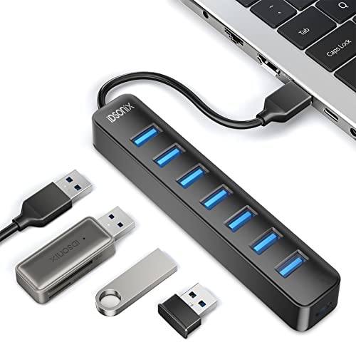 iDsonix Hub porte USB a 7 porte Sdoppiatore USB 3.0 multiple, Ciabatta USB multipresa, 5 Gbps Multiorta Adattatore Moltiolicatore Duplicatore Splitter per Macbook air, laptop, iMac, Surface Pro