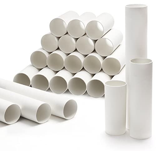Belle Vous Tube Carton Blanc pour Loisirs Créatifs (Lot de 24) - 10, 15 & 25 cm - Rouleau Papier Kraft Épais et Vide - Rouleau Carton pour Créations Artistiques, Activités et Projets en Classe