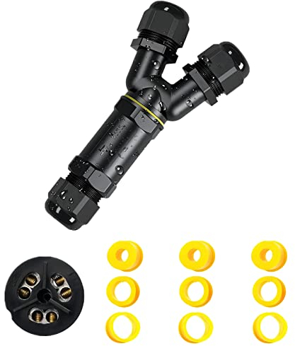 SZFUDIGO Wasserdichter Kabelverbinder 6-Polig, T-Förmige 3-Wege, Für Kabel Mit 4-14mm Durchmesser, 1 Stück (Black, M685-Y-3PX2(6P))
