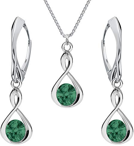 PANDA LUXURY JEWELLERY Schmuckset für Damen Unendlichkeit Ohrringe Silber 925 Hängend Kette mit Anhänger Schmuck Set für Sie mit Kristallen Infinity Halskette Mädchen Geschenk