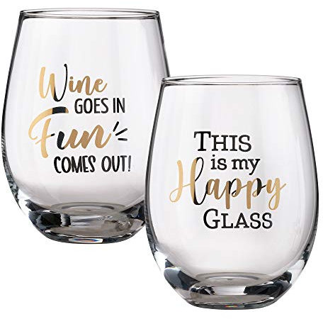 Lillian Rose G142 HF Ensemble de verres à vin avec dictons amusants Transparent