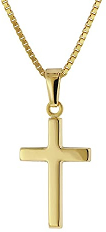 trendor Damen Kreuz-Anhänger 333 / 8K Gold + Vergoldete Silberkette 51056 | zauberhafter Halsschmuck für Frauen, diese Halskette ist eine tolle Geschenkidee,