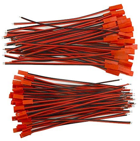 BGTXINGI 100 Stück 15cm JST 2-poliger weiblicher Steckverbinder Drahtkabel für LED-Lichtstreifen RC Spielzeugbatterie