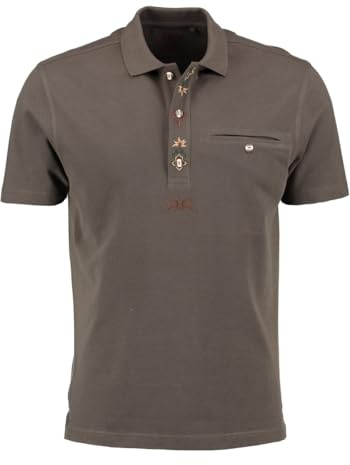 OS Trachten Herren Poloshirt Kurzarm Jagdshirt mit Polokragen Esoqo, Größe:4XL, Farbe:dunkelgrün