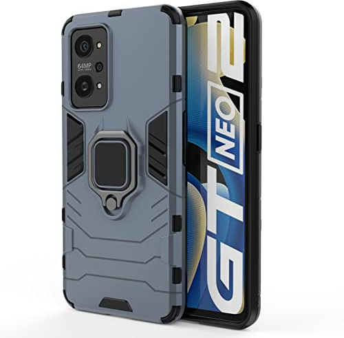 Max Power Digital Funda para móvil Realme GT Neo 2 Carcasa Magnética con Anillo Imán Antigolpes Resistente Rígida Dura [Tecnología Absorción Golpes] (Realme GT Neo 2, Azul Marino)