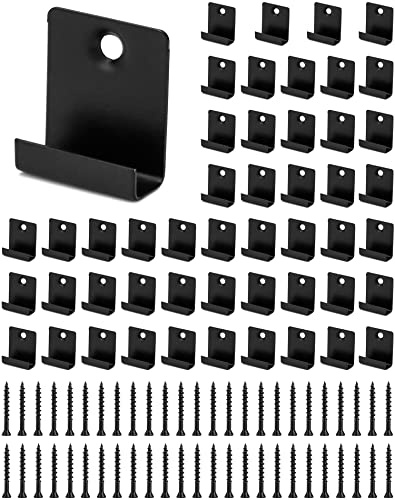 QWORK® 50 Stück 8mm Terrassendielen Clip WPC Klammern, Decking Versteckt Anlasser Verschluss Board Clip mit Schraube (Schwarz)