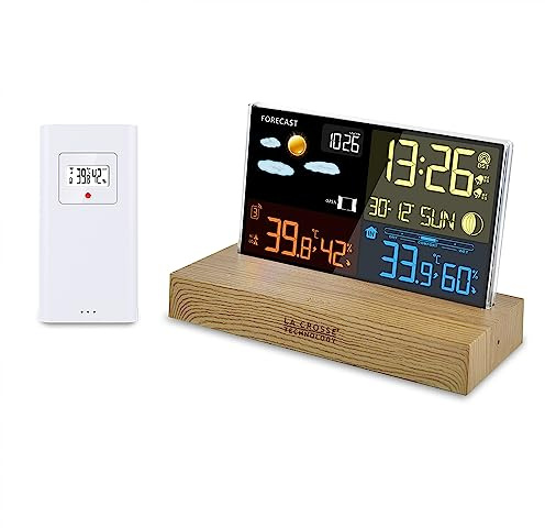 La Crosse Technology - WS6206 Station Météo Coloré avec Design Moderne - Bois
