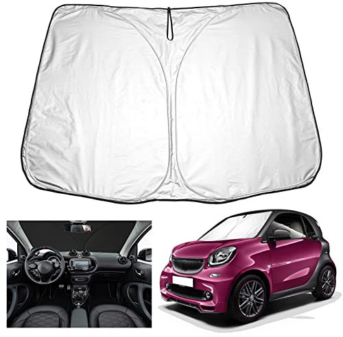 YEE PIN Sonnenschirm Auto kompatibel mit Smart EQ Fortwo/fortwo C453 / Forfour w453/ EQ ForFour，Faltbare Auto Sonnenschutz EQ Fortwo Frontscheibe Windschutzscheibe UV Staub Schutz