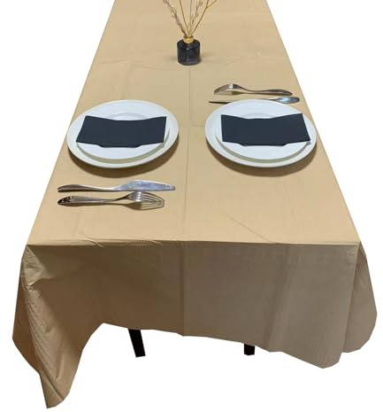 Dozobeede [6 Pack] Kraft Paper Tablecloth Disposable for Rectangle Tables, 54 X 108 Inch Party Table Cover with Plastic Backing, Waterproof 3 Ply Table Cloth for Indoor Outdoor Picnic BBQ Graduation