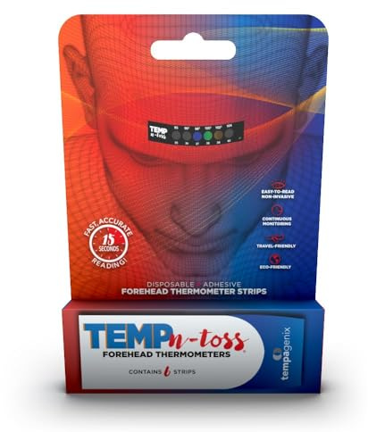 Fast Reading Disposable Forehead Thermometer Strips - Temp-N-Toss for Accurate & Hygienic Adult Temperature Measurement (6)