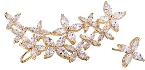 Ohrringe Blumen, Zirkonia Ohrstecker Gold Schmuck Damen Knorpel Ohrpiercing Tragus Geburtstagsgeschenk