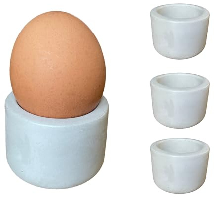 Betonics Eierbecher Edgar Natur/beige weiß aus Beton | Handgemachte Beton Eierbecher | Handmade Eibecher für das Frühstücksei und den Frühstückstisch | Handmade mit <3 in Germany