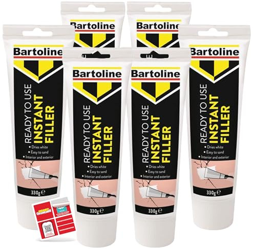 SOL 6pk 330g Bartoline Ready to Use Instant Filler - Wall Hole Plaster Repair Filler, Easy-to-Use Ready Mixed Wall Filler for Cracks, Holes & Home Maintenance