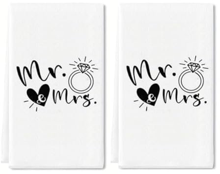 Generisch Spring Küchentücher Geschirrtücher Set mit 2 Mr. & Mrs. Hummor Spruch Lustiges Geschirrtuch mit Spruch Geschirrtuch Handtuch Barhandtuch 40 x 60 cm Coffee Bar Dekor