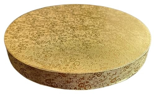 Mytortenland 3cm Cake Board | Tortenunterlage Rund Cakeboard | Karton Pappe | Kuchenplatte | Tortenplatte für Torten und Kuchen Gold/Silber 10 größe 24-50cm (Gold Rund, 40cm)