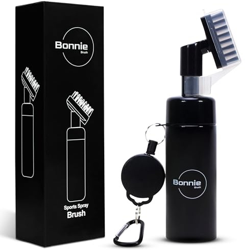 BONNIE BRUSH Rengöringsborste för golfklubba med 200 ml vattenspray – rengörings- och spårrengöringsspray för järn, kilar, trä – lätt golfklubbsverktyg för rengöring och underhåll – svart