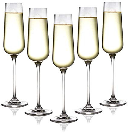 RUNZE765Z Champagnerkelche Champagnerflöten, 6 Stück, 227 ml – hoch, kristallklare Klarheit, klassisches und nahtloses Turmdesign – bleifreies Glas, hochwertige Sektgläser. Schaumweingläser