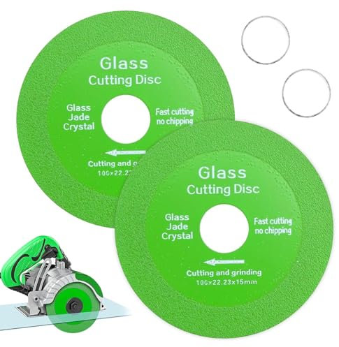 2 Pièces Disque Coupe Verre, 100mm, Disques à Tronçonner pour Verre, Carrelage, Marbre, Granit et Calcaire, Diamètre de 22,23 mm, Vert, Idéal pour Polissage et Coupe Précise