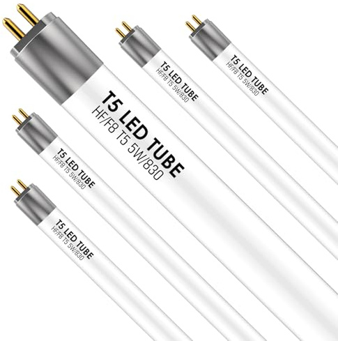 IHYCTV T5 12 Inch LED F8T5WW LED Replacement F8T5 5 Watts 685 Lumens Warm White 3000K G5 Fluorescent Under Cabinet Light Bulb Direct Replacement Without Rewiring, Pack of 5