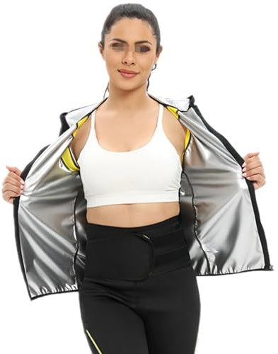 Sauna Suit for Women Weight Loss, Sauna Jacket for Women, Women's Slimming Sweat Tummy Control Sweatshirt with Hood,M,Black