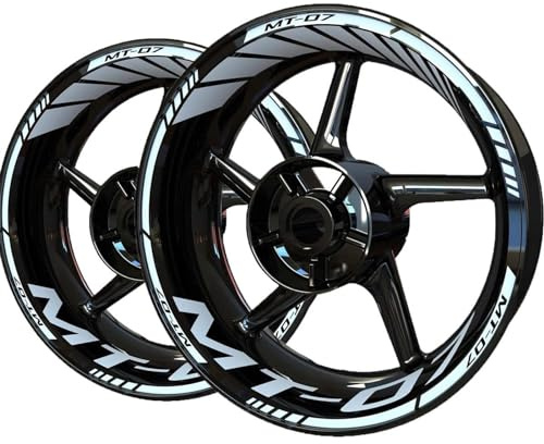 JAYWIS Moto Llantas Pegatinas Adhesivos para Ruedas De Motocicleta, Cinta Reflectante para Llantas De para Y&amaha MT 07 Mt07 MT07 MT 07 MT-07 Mt-07 2022 2014 Ruedas Calcomanías(Blanco)