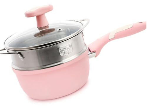 Stone Kitchen Soup Non-Stick Frying Pan Set Pot Milk Pan with Handle Lid Pot Cookware Set Cooking Utensils for Kitchen,Pink Pot Steamer,one