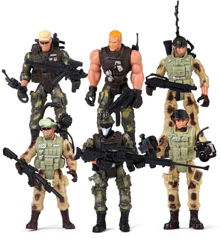 Lot de 18 figurines d'action militaire, jouet pour enfants, garçons et filles, avec accessoires d'armes militaires