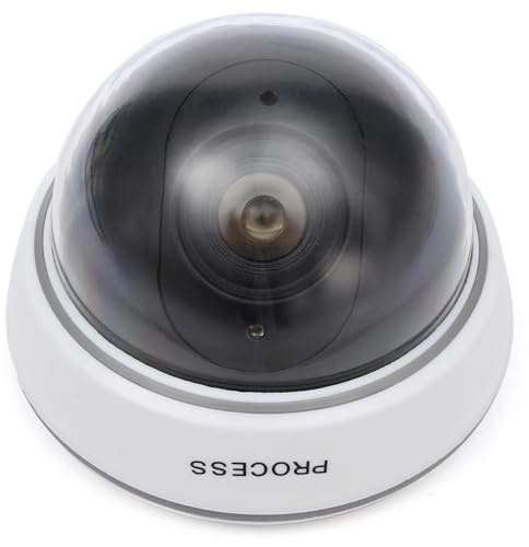 1 caméra de surveillance factice factice avec lumière rouge clignotante (blanc)