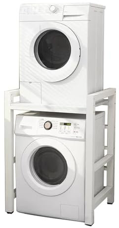 Estantes De 2 Niveles para Lavadoras, Estantes Apilables para Lavadoras y Secadoras, 3 Estantes De Altura Ajustable, Resistentes para Ahorrar Espacio, para Lavandería/Balcón/Baño