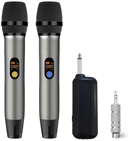 Kznifmk Microfono UHF - di microfono professionale dinamico portatile per canto karaoke, chiesa, parola
