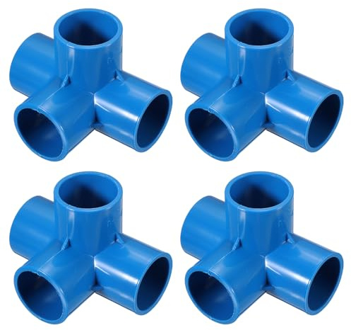 QUARKZMAN 4 Pz Raccordo PVC 4 Vie Raccordo PVC 1 1/4 1.3 Raccordi PVC Gomito PVC Raccordi per Tubi PVC Raccordo PVC PVC Angolare PVC per Fai da Te Giardino Struttura Supporto Blu
