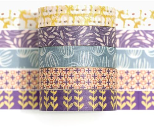 Songdao Washi Tape Set 5 Rollen Textur-Kunst Masking Tape Grundlegende Muster Dekoratives Klebeband für Scrapbooking, Bullet Tagebuch, Planer, Geschenkverpackung (2-Garten-Laune)