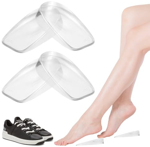4 Stück/2 Paar Gel Fersenpolster Silikon Pads, Fersenkissen, 2cm Fersenkeil Achillessehne Einlagen, Achillessehne Schuhe Schuheinlagen Erhöhung, transparent Einlegesohlen Erhöhung für Damen Herren