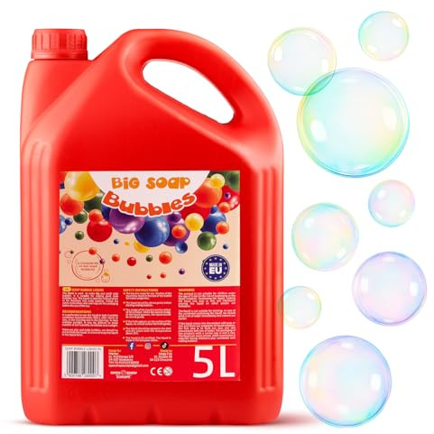 BIG SOAP BUBBLES Seifenblasenflüssigkeit PRO 5 Liter Kanister | Hochwertige Flüssigkeit für große Seifenblasen | Für Kinder & Erwachsene – Geburtstag & Hochzeit | Für Shows & Outdoor-Spaß
