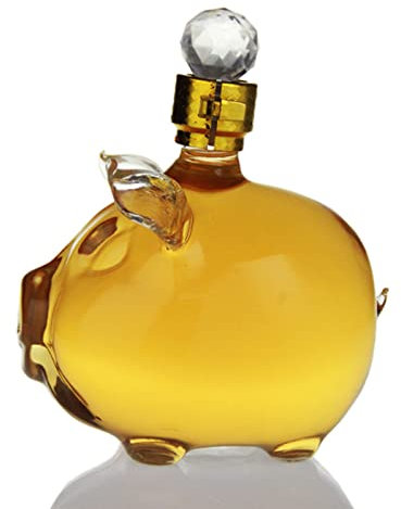 GAOAZHEN Decanter per Whisky a Forma di Maialino da 500 ml/16,9 oz, Decanter in Vetro con Animale dello Zodiaco, Decanter per liquori a Forma di Maialino Personalizzato, Bottiglia di Vino Fatta a Man