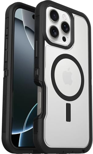 OtterBox Defender XT MagSafe Hülle, iPhone 16 Pro Max, Transparent/Schwarz | Stoßfest und ultra-robust, Schützende Hülle, 7x getestet nach Militärstandard, Keine Einzelhandelsverpackung