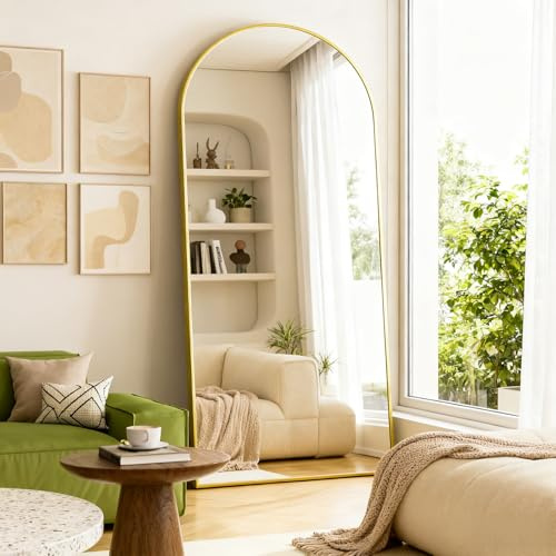 HySail Großer Bogenförmiger Ganzkörperspiegel – HD-Reflexion, Sicherheitsglas, Standspiegel und Wandspiegel, Vielseitig Einsetzbar für Wohnzimmer, Schlafzimmer und Flur