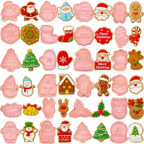 Tayuvira 24 Pcs 2025 Adventskalender-Weihnachts Ausstecher Keksstempel,3D Kunststoff Weihnachts Keksausstecher Mit Weihnachtsbaum Lebkuchenjunge Schneemann,Keksbackwerkzeuge Für Keksliebhaberin
