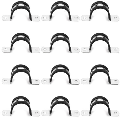 YYIGVMO 12 Pièces 30mm Caoutchouc Doublé U Clips, Colliers de Serrage en 304 Acier Inoxydable de Caoutchouc, pour Tuyau, Câble