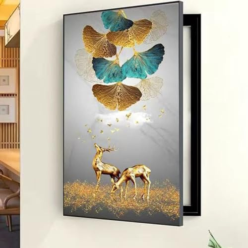 Cache Compteur Electrique, Cache Tableau Electrique Decoratif, Vertical Cache Compteur Électrique Mural Amovible Peinture Murale, pour Salon, Dortoir Et L'hôtel(Black 5,30 * 40cm/11.8 * 15.7in)