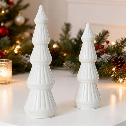 ARONRAVE Tischdeko Weihnachten Weihnachtsbaum Tischdeko Weihnachtsdeko Tischdeko Künstlicher Weihnachtsbaum Weihnachtstischdeko für Schaufenster Winterurlaub Deko Weiß