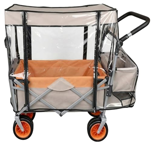 Forbabe Bollerwagen Regenschutz Universal | Regenhülle PEVA Bollerwagen Zubehör, Transparent Regenschutz Kinderwagen 112 ×52×74 cm Regenverdeck mit Reißverschluss