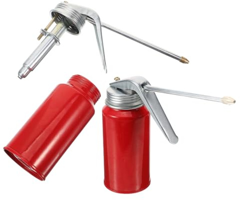 Alipis 2pcs Hand Oil Can Metal Oil Dispenser for Motorcycles and Small Engines 200ml Capacity with Steel Construction and Precise Oiling Nozzle for Household Use and Motorcycle