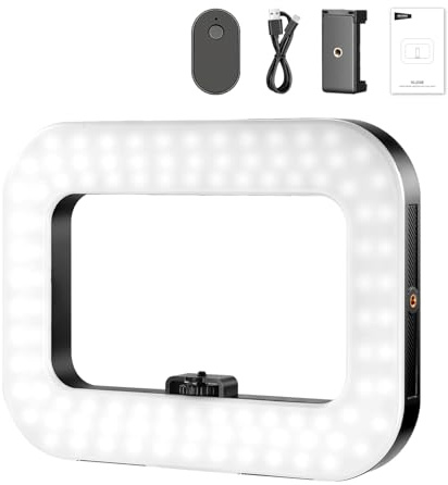 NEEWER ENTRY LEVEL VERSION Phone Video Rig con Luce, Stabilizzatore Portatile con Ring Light Quadrata LED Bicolore da 20W, 3 Cold Shoe/Batteria 5200mAh/CRI80+ per Selfie Streaming Video Vlog, NL200B