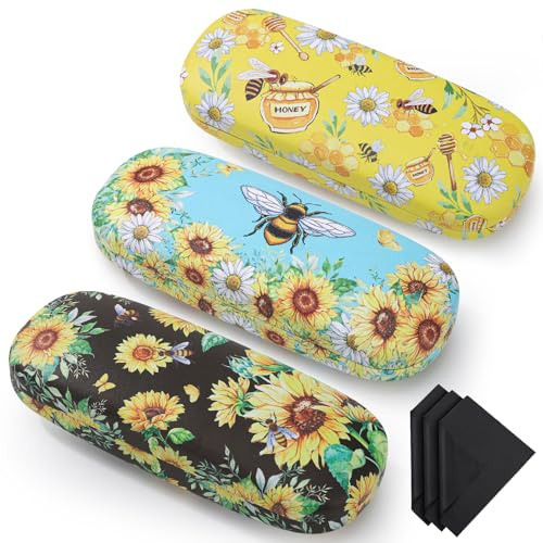ViEinkaufen 3 Pack Leather Sunglasses Cases with Cleaning Cloth