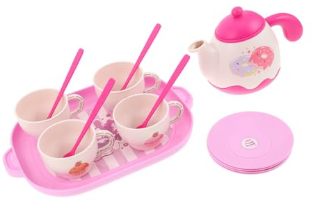 Gatuida Boy Girl's Simulation Tableware Set for Girls Unbreakable Kitchen Toys for Toddlers Boys and Girls Teapot Plates and Tray for Afternoon Tea Party