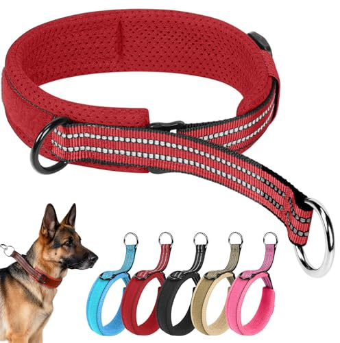 Ledeak Martingale Hundhalsband, reflekterande justerbar nylon hundträningshalsband, vadderat rymningssäkert anti-drag husdjurshalsband för hundar med smal huvud, dragfritt P-halsband för medelstora