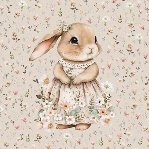 40x50cm Hase Ostern French Terry Stoff Panel - Kinderstoffe & Babystoffe - Osterstoffe Panelstoff - Mädchen Stoffe zum Nähen - Sommersweat Stoffpanel für Kinder & Baby - keine Meterware - Osterliebe